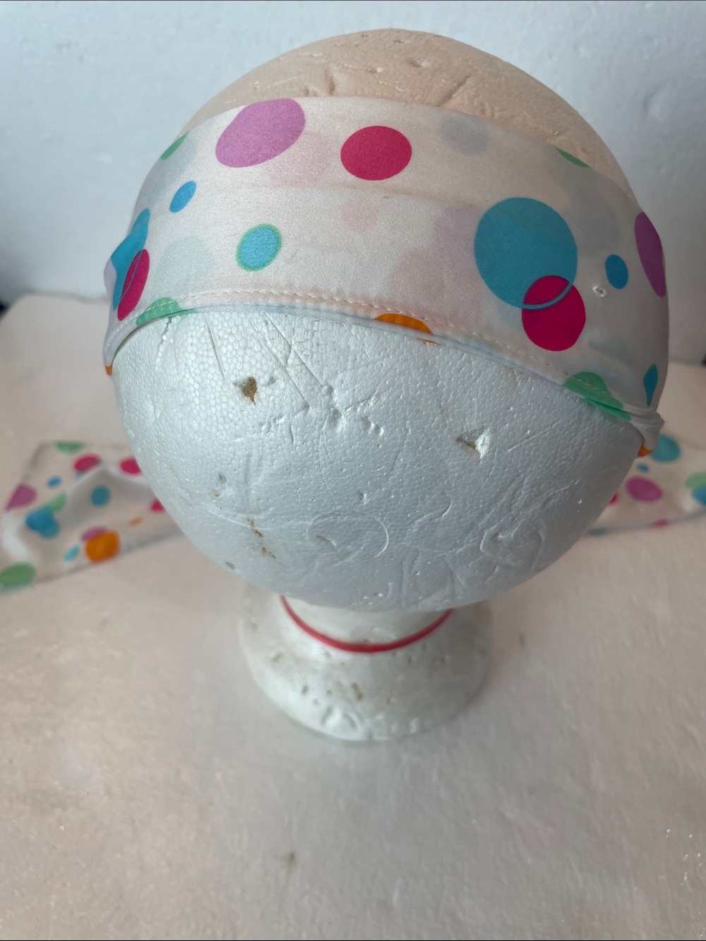 Vintage Y2K polkadot girls belt women’s headband scarf white multicolor circles